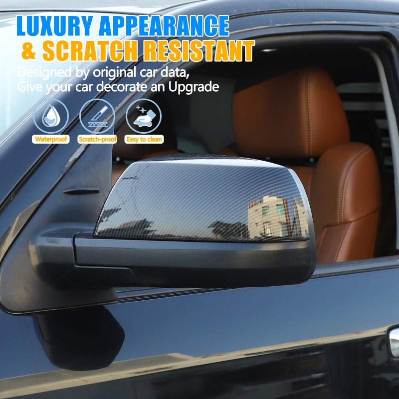 LLKUANG ABS Outside Side Rearview Mirror Cover Trim Sticker Compatible with Toyota Tundra 2007-2021 Crew Max Sequoia 2008-2020 Accessories(Rearview Mirror With Turn Signal Model Does Not Fit) - Image 3